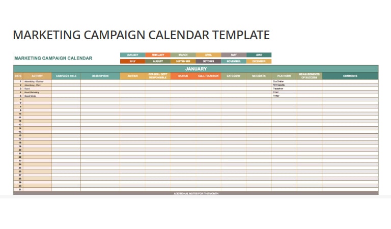 تقویم بازاریابی - تقویم کمپین بازاریابی